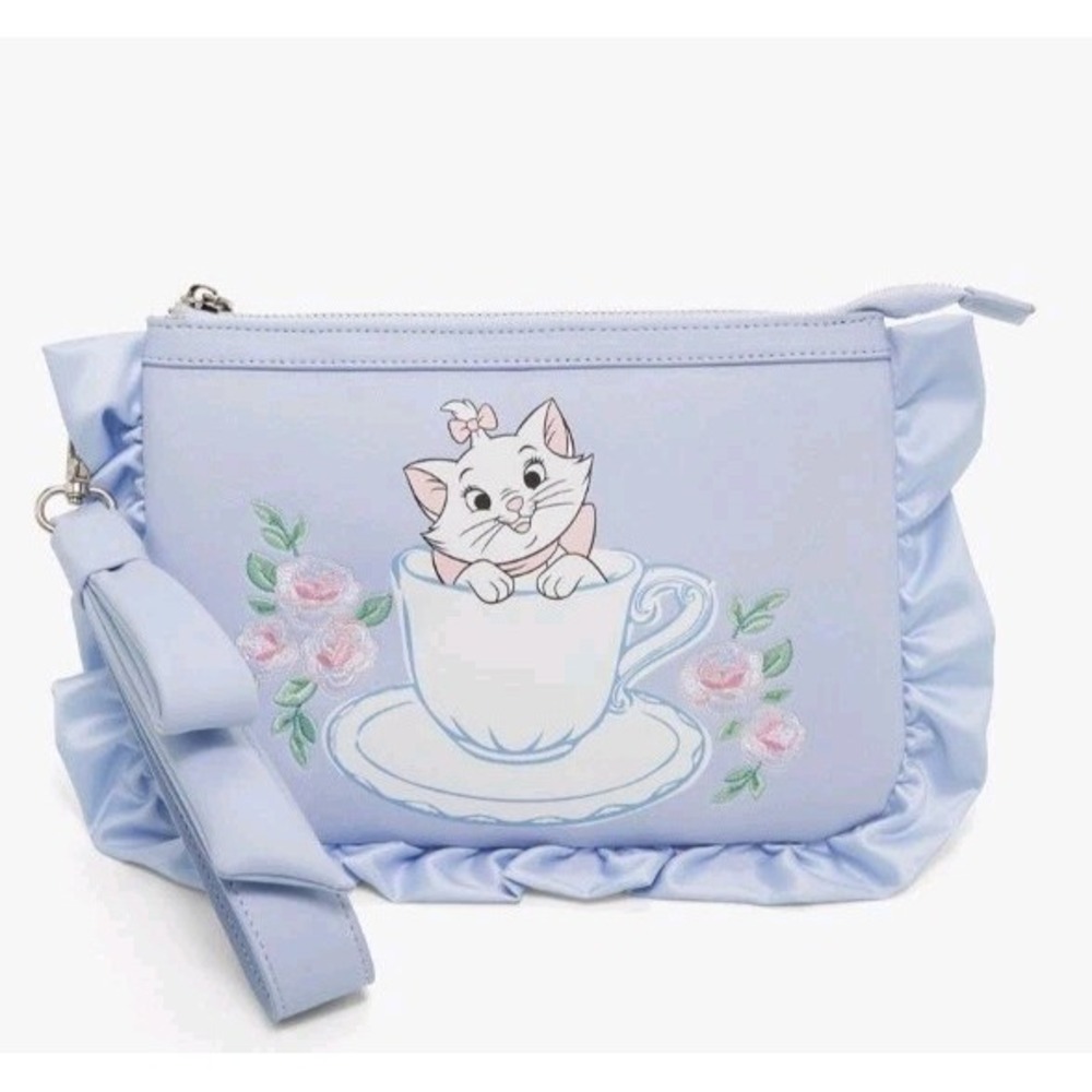 Disney The Aristocats Wristlet Bag Pouch Marie Lady Floral‎ Ruffle Clutch Purse